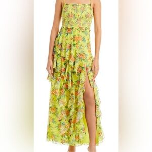 Alice + Olivia Floral High Low Dress in Yellow